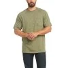 Ariat Rebar Shirts: Men's 10035009 Sage Heather Rebar Cotton Strong Short Sleeve T-Shirt
