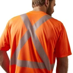 Ariat Rebar Workwear: Men's 10039195 Hi-Vis Orange ANSI T-Shirt -Work Attire Shop s22 mns work 10039195 back