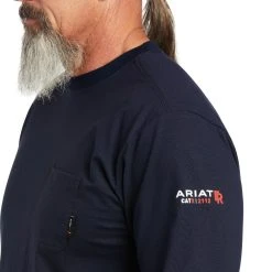 Ariat Shirts: Men's 10039294 Navy USA FR Stretch Logo T-Shirt -Work Attire Shop s22 mns work 10039294 detail02