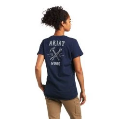 Ariat Rebar Shirts: Women's 10039159 Navy Cotton Strong Wrench Graphic T-Shirt -Work Attire Shop s22 wms work 10039159 back
