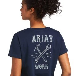 Ariat Rebar Shirts: Women's 10039159 Navy Cotton Strong Wrench Graphic T-Shirt -Work Attire Shop s22 wms work 10039159 detail01