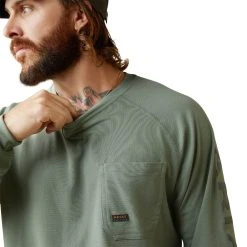 Ariat Rebar Shirts: Men's 10043543 Lily Pad Periscope Rebar Heat Fighter Long Sleeve T-Shirt -Work Attire Shop s23 mns work 10043543 detail02