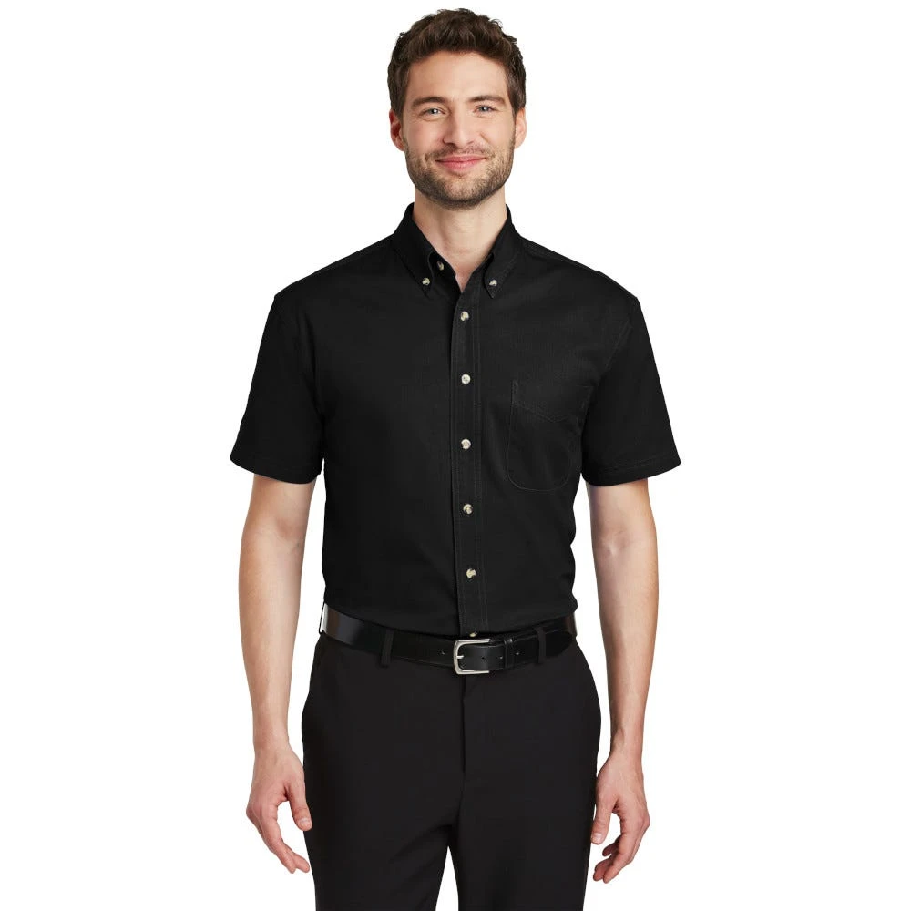 Port Authority Shirts: Men's Black S500T BLK Short Sleeve Twill Shirt With Pocket 5 Port Authority Shirts: Men's Black S500T BLK Short Sleeve Twill Shirt With Pocket - Image 3