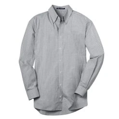Port Authority Shirt: Men's S639 CHR Charcoal Plaid Pattern Easy Care Shirt