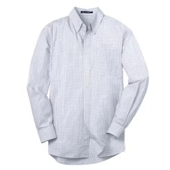 Port Authority Shirt: Men's S639 WHT White Plaid Pattern Easy Care Shirt