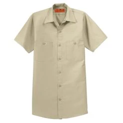 Red Kap Shirt: Men's SP24LT Light Tan Short Sleeve Industrial Work Shirt 12 Red Kap Shirt: Men's SP24LT Light Tan Short Sleeve Industrial Work Shirt -Work Attire Shop sp24 lighttan flat front