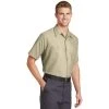 Red Kap Shirt: Men's SP24LT Light Tan Short Sleeve Industrial Work Shirt -Work Attire Shop sp24 lighttan model 3q 042015