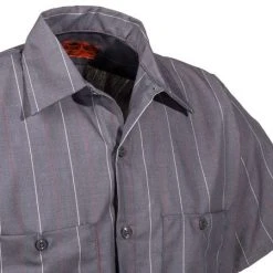 Red Kap Shirts: Men's SP24 CR Grey Stripe Uniform Work Shirt