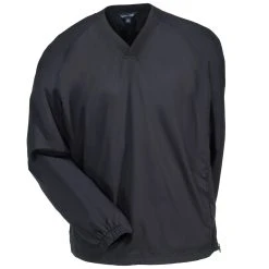 Sport-Tek Shirts: Men's JST72 BLK Raglan Black V Neck Polyester Wind Shirt -Work Attire Shop sport tek jst72blk f 01
