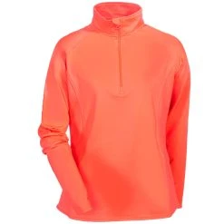 Sport-Tek Sweatshirts: Women's LST850 HTC Sport-Wick Hot Coral 1/2 Zip Pullover Sweatshirt -Work Attire Shop sport tek lst850 htc f 01