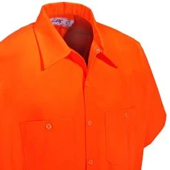 Red Kap Shirts: SS24 OR Men's Orange Short Sleeve Hi-Visibility Work Shirt
