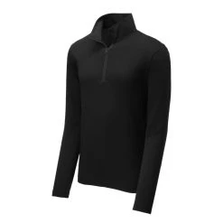 Sport-Tek Pullover: Men's ST407BLK Black Triad Solid PosiCharge Tri-Blend Wicking 1/4-Zip Pullover -Work Attire Shop st407 blacktriadsolid form front