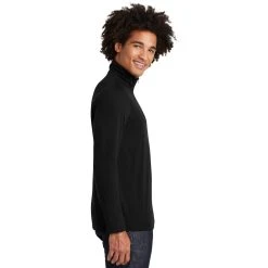 Sport-Tek Pullover: Men's ST407BLK Black Triad Solid PosiCharge Tri-Blend Wicking 1/4-Zip Pullover -Work Attire Shop st407 blacktriadsolid model side 012019