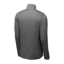 Sport-Tek Pullover: Men's ST407DGH Dark Grey Heather Triad Solid PosiCharge Tri-Blend Wicking 1/4-Zip Pullover -Work Attire Shop st407 darkgreyheather form back