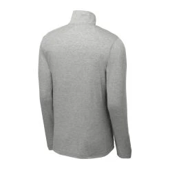 Sport-Tek Pullover: Men's ST407LGH Light Grey Heather Solid PosiCharge Tri-Blend Wicking 1/4-Zip Pullover -Work Attire Shop st407 lightgreyheather form back