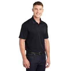 Sport-Tek Shirts: Men's ST650 BLK Black Moisture-Wicking Micropique Polo Shirt 10 Sport-Tek Shirts: Men's ST650 BLK Black Moisture-Wicking Micropique Polo Shirt -Work Attire Shop st650 black model 3q