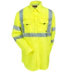 Tingley Shirts: Job Sight Class 3 Men's High Vis Lime S76522 Long-Sleeve Sportsman Shirt -Work Attire Shop tingley s76522 f 01