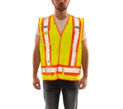 Tingley Vest: Unisex V71852C Fluorescent Yellow Orange X Back Two Tone Surveyor Vest