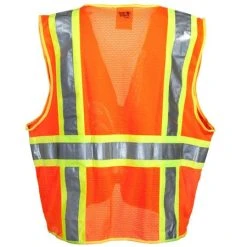 Tingley Vests: Men's Hi-Vis V73859 Fluorescent Orange/Yellow Surveyor Vest -Work Attire Shop v73859 tingleyb 01
