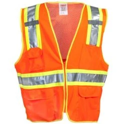 Tingley Vests: Men's Hi-Vis V73859 Fluorescent Orange/Yellow Surveyor Vest