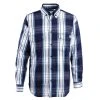 Wolverine Apparel: Men's W1203980 417 FR FireZer0 Navy Plaid Long Sleeve Twill Shirt -Work Attire Shop w1203980 417 1