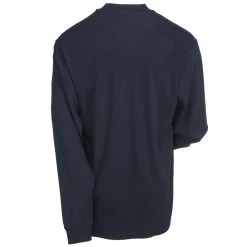 Wolverine Shirts: Men's W1203300 417 Flame-Resistant Blue Long-Sleeve Henley Shirt -Work Attire Shop wolverine w1203300 417 nvy b 01