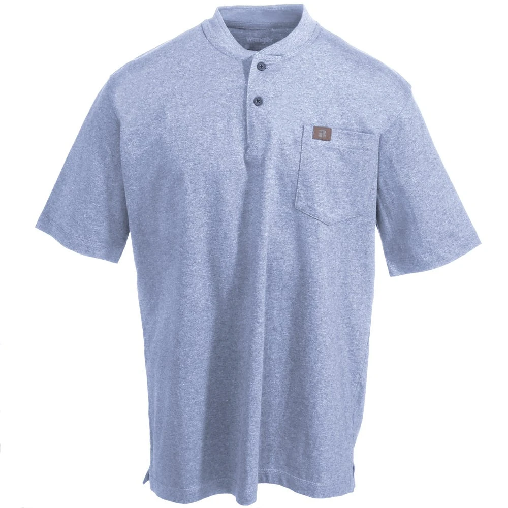 Wrangler Riggs Shirts: Men's Ash Heather 3W760 AH Short Sleeve Henley Shirt 5 Wrangler Riggs Shirts: Men's Ash Heather 3W760 AH Short Sleeve Henley Shirt - Image 3