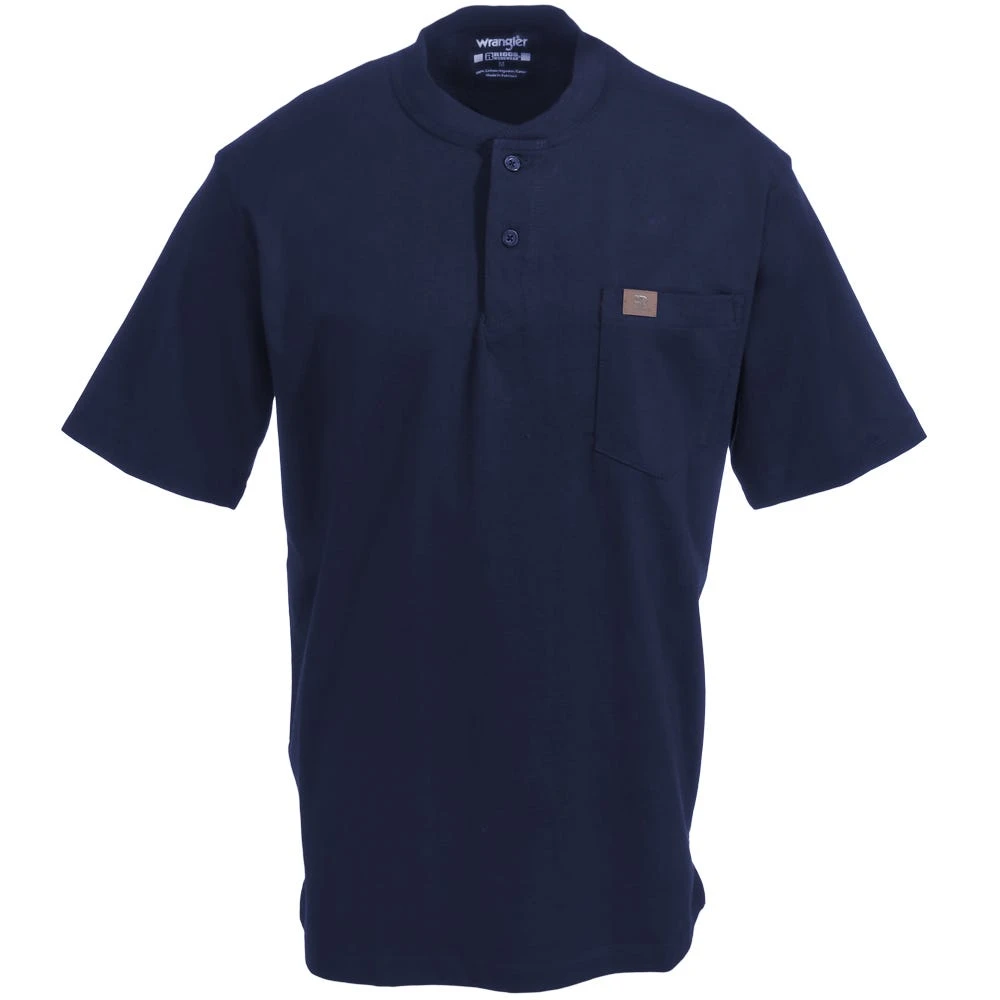 Wrangler Riggs Shirts: Men's Navy 3W760 NV Short Sleeve Henley Shirt 5 Wrangler Riggs Shirts: Men's Navy 3W760 NV Short Sleeve Henley Shirt - Image 3