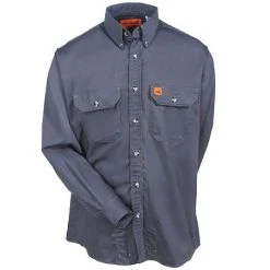 Wrangler Riggs Shirts: Men's Grey FR3W5 GY Flame Resistant Long Sleeve Shirt -Work Attire Shop wrangler fr3w5 gy f 01