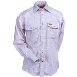 Wrangler Shirts: Men's White Plaid FR130WH Flame-Resistant Western Work Shirt