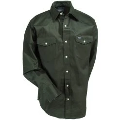 Wrangler Shirts: Men's Dark Green MS70519 Cowboy Cut Long Sleeve Twill Shirt -Work Attire Shop wrangler ms70519 1